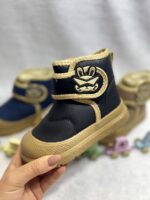 تصویر نیمبوت بچگانه زمستانی طرح خرگوش عینکدار (داخل خز) رنگ مشکی 6