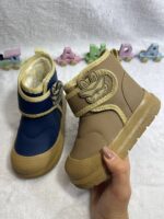 تصویر نیمبوت بچگانه زمستانی طرح خرگوش عینکدار (داخل خز) رنگ مشکی و کرم 3