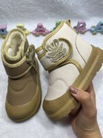 تصویر نیمبوت بچگانه زمستانی طرح خرگوش عینکدار (داخل خز) رنگ کرم و سفید 5