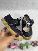 تصویر تک رنگ مشکی کفش عروسکی بچگانه مدل Miu Miu3