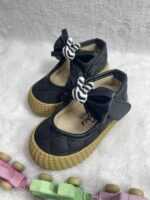 تصویر تک رنگ مشکی کفش عروسکی بچگانه مدل Miu Miu4